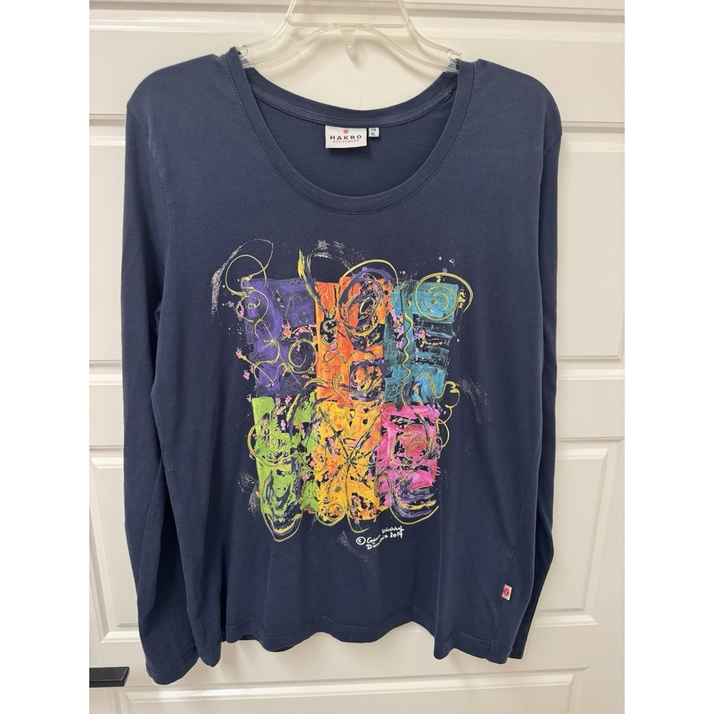 Hakro Active Wear Art T-shirt Womens XL Excellent Blue Long Sleeve A1